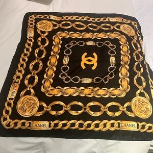 CHANEL Black and Gold Scarf vintage